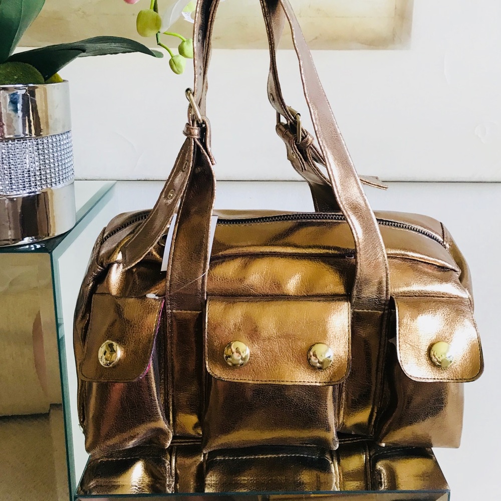 Bronze Vegan Leather Shoulder Bag - Gorgeous!